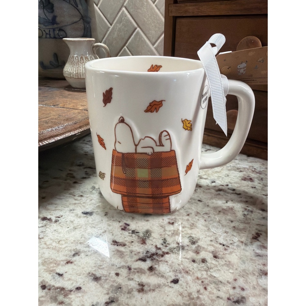 Rae Dunn Peanuts Snoopy Fall Is in the Air Plaid Doghouse Mug